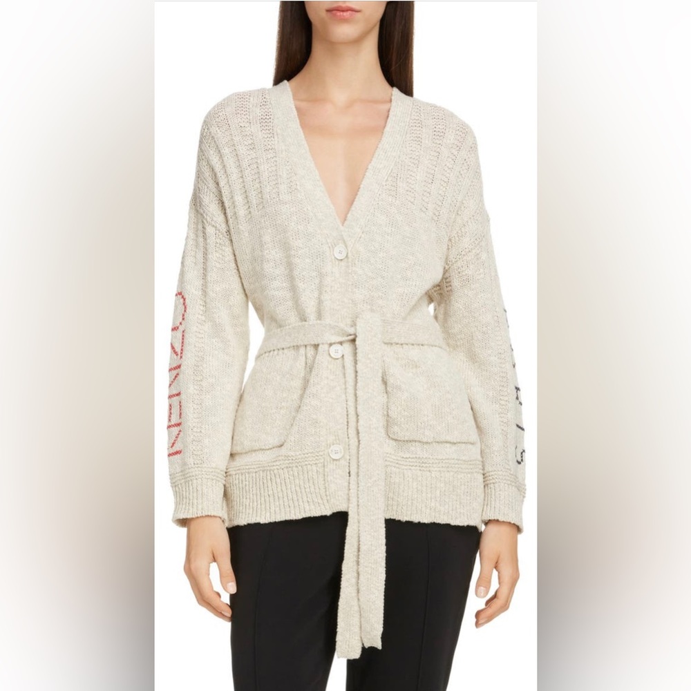 KENZO Cross Stitch Logo Cotton & Linen Cardigan Medium